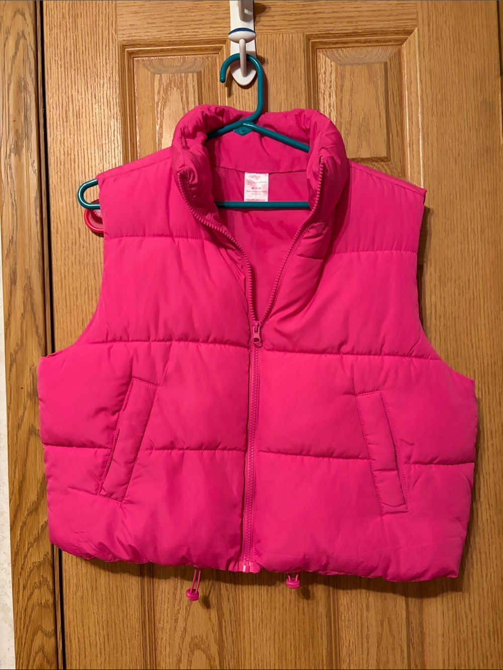 No Boundaries Bright Pink Cropped Puffer Vest